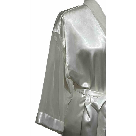 Vintage Intimo Amore Ivory Satin & Chiffon Kimono Style Robe Medium Made In USA - Picture 4 of 8